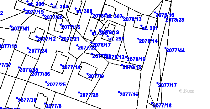 Parcela st. 2078/12 v KÚ Zahorčice u Vrábče, Katastrální mapa