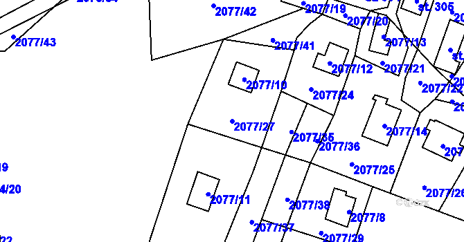 Parcela st. 2077/27 v KÚ Zahorčice u Vrábče, Katastrální mapa