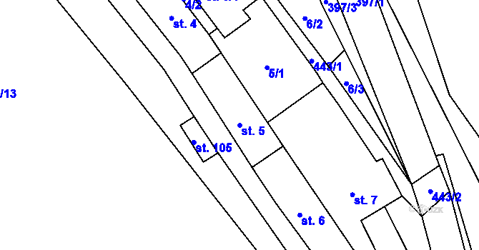 Parcela st. 5 v KÚ Sedlec u Vraclavi, Katastrální mapa