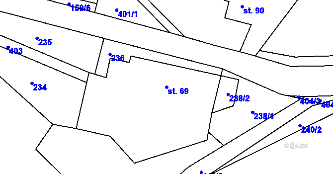 Parcela st. 69 v KÚ Sedlec u Vraclavi, Katastrální mapa