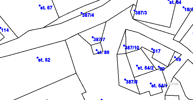 Parcela st. 89 v KÚ Sedlec u Vraclavi, Katastrální mapa
