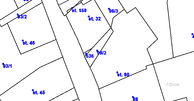 Parcela st. 98/2 v KÚ Sedlec u Vraclavi, Katastrální mapa