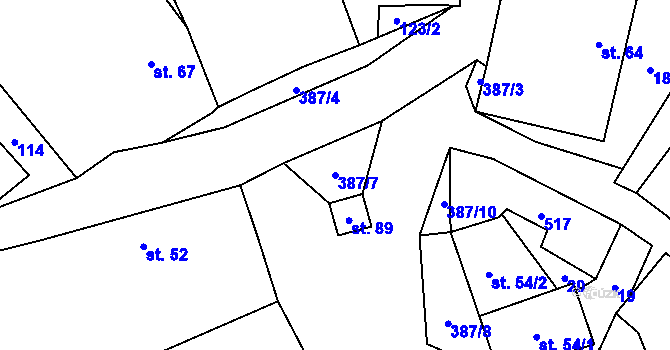 Parcela st. 387/7 v KÚ Sedlec u Vraclavi, Katastrální mapa
