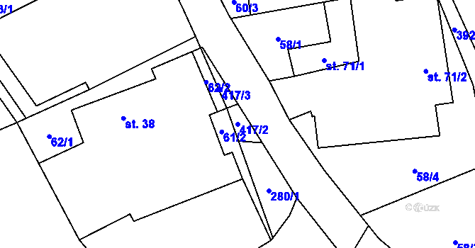 Parcela st. 417/2 v KÚ Sedlec u Vraclavi, Katastrální mapa