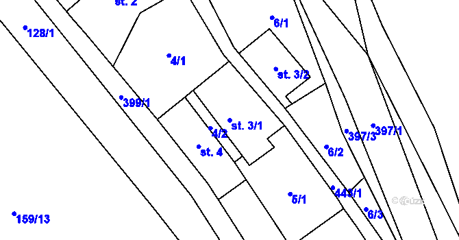 Parcela st. 3/1 v KÚ Sedlec u Vraclavi, Katastrální mapa