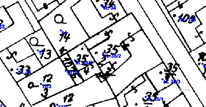 Parcela st. 35/2 v KÚ Vraclav, Katastrální mapa