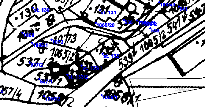 Parcela st. 132 v KÚ Vraclav, Katastrální mapa