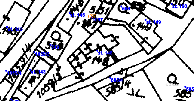 Parcela st. 148 v KÚ Vraclav, Katastrální mapa
