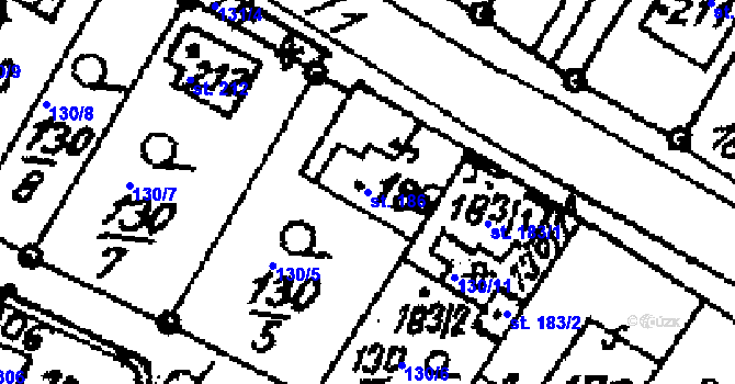 Parcela st. 186 v KÚ Vraclav, Katastrální mapa
