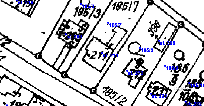 Parcela st. 211 v KÚ Vraclav, Katastrální mapa
