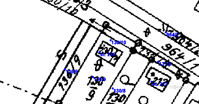 Parcela st. 230 v KÚ Vraclav, Katastrální mapa