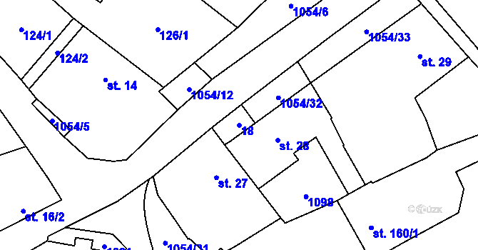 Parcela st. 18 v KÚ Vraclav, Katastrální mapa