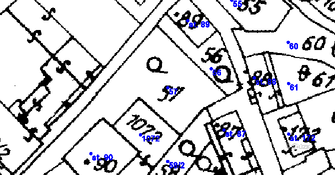 Parcela st. 57 v KÚ Vraclav, Katastrální mapa