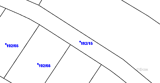 Parcela st. 192/15 v KÚ Vraclav, Katastrální mapa