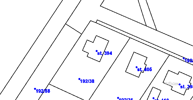 Parcela st. 394 v KÚ Vraclav, Katastrální mapa