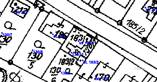 Parcela st. 183/1 v KÚ Vraclav, Katastrální mapa