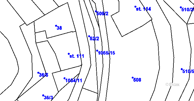 Parcela st. 1065/15 v KÚ Vraclav, Katastrální mapa