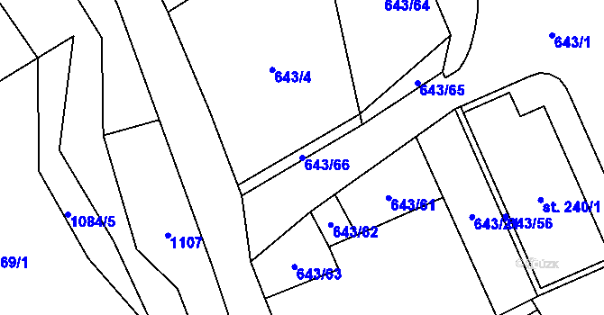 Parcela st. 643/66 v KÚ Vraclav, Katastrální mapa