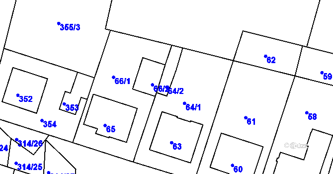 Parcela st. 64/2 v KÚ Vracov, Katastrální mapa