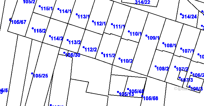 Parcela st. 111/2 v KÚ Vracov, Katastrální mapa