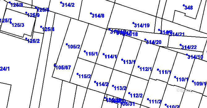 Parcela st. 114/1 v KÚ Vracov, Katastrální mapa