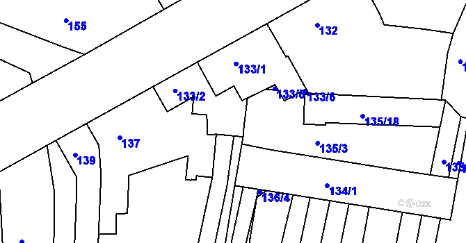 Parcela st. 133/3 v KÚ Vracov, Katastrální mapa