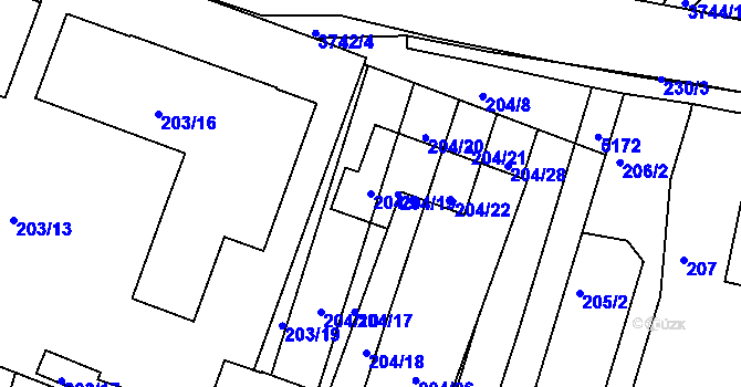 Parcela st. 204/9 v KÚ Vracov, Katastrální mapa