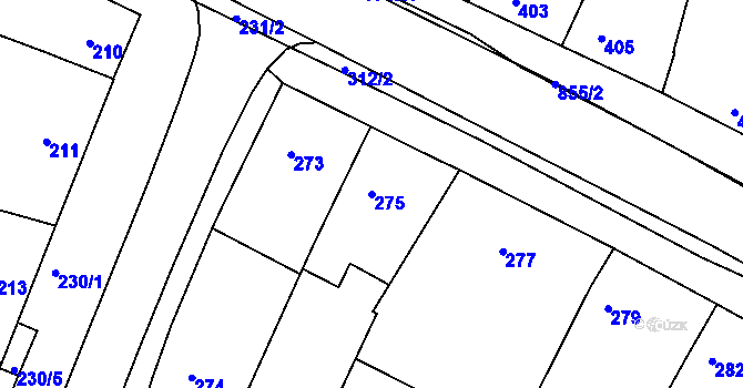 Parcela st. 275 v KÚ Vracov, Katastrální mapa