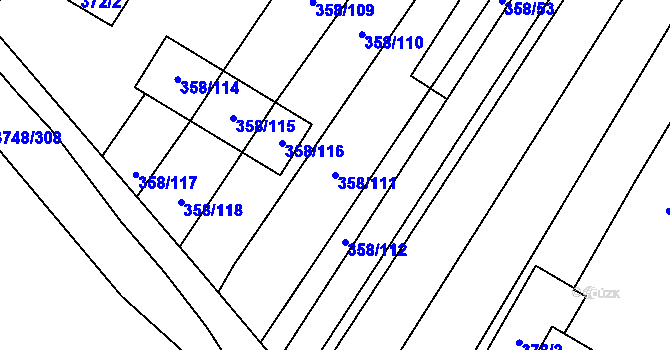Parcela st. 358/111 v KÚ Vracov, Katastrální mapa