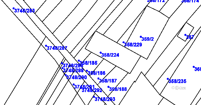 Parcela st. 358/224 v KÚ Vracov, Katastrální mapa