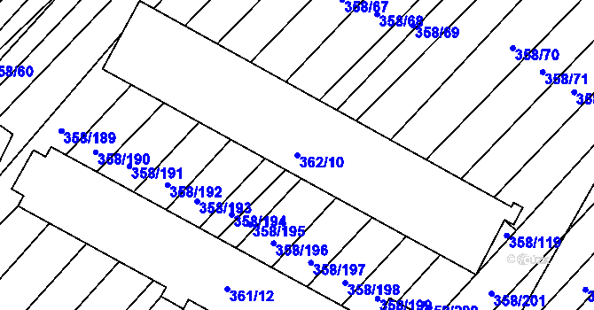 Parcela st. 362/10 v KÚ Vracov, Katastrální mapa