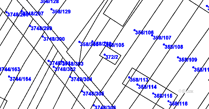 Parcela st. 372/2 v KÚ Vracov, Katastrální mapa