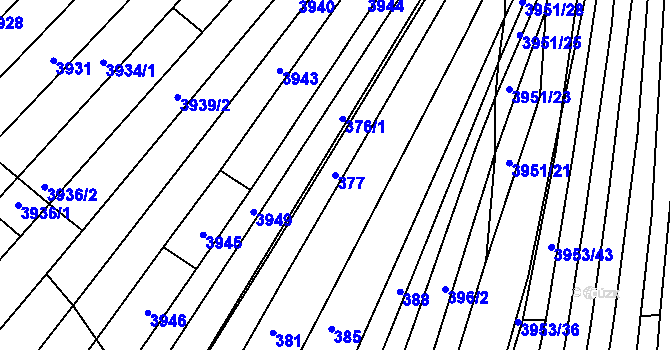 Parcela st. 377 v KÚ Vracov, Katastrální mapa