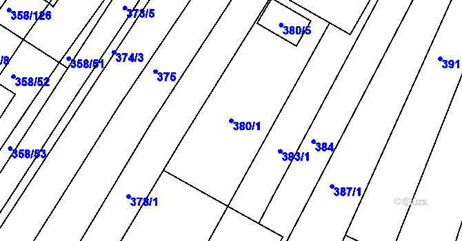 Parcela st. 380/1 v KÚ Vracov, Katastrální mapa