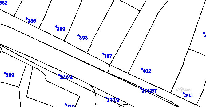 Parcela st. 397 v KÚ Vracov, Katastrální mapa