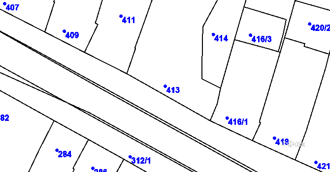 Parcela st. 413 v KÚ Vracov, Katastrální mapa