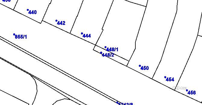 Parcela st. 448/2 v KÚ Vracov, Katastrální mapa
