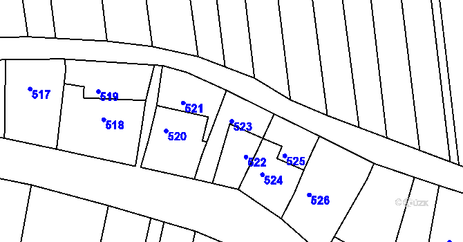 Parcela st. 523 v KÚ Vracov, Katastrální mapa