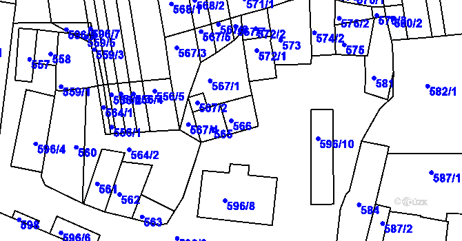Parcela st. 566 v KÚ Vracov, Katastrální mapa