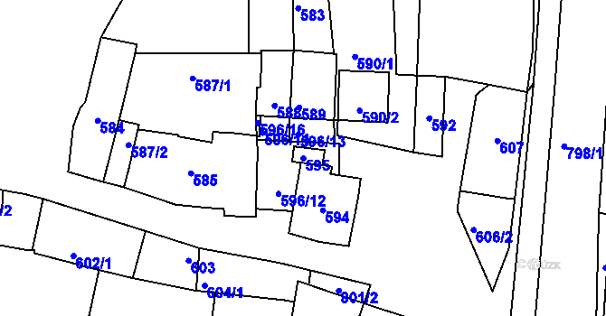 Parcela st. 595 v KÚ Vracov, Katastrální mapa