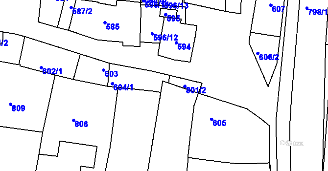 Parcela st. 604/2 v KÚ Vracov, Katastrální mapa