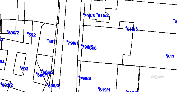 Parcela st. 616 v KÚ Vracov, Katastrální mapa