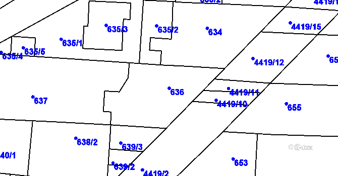 Parcela st. 636 v KÚ Vracov, Katastrální mapa