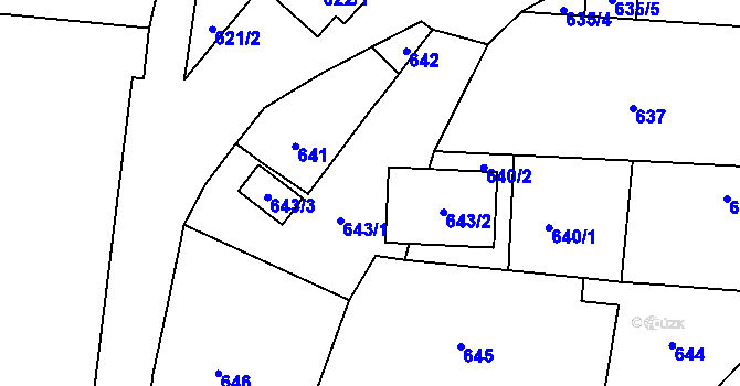 Parcela st. 643 v KÚ Vracov, Katastrální mapa