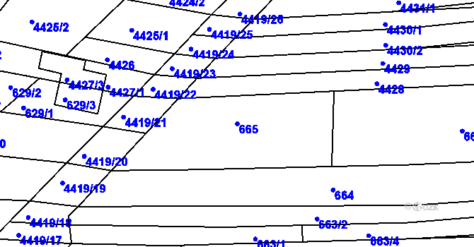 Parcela st. 665 v KÚ Vracov, Katastrální mapa