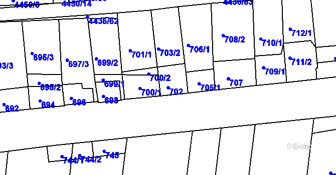Parcela st. 702 v KÚ Vracov, Katastrální mapa