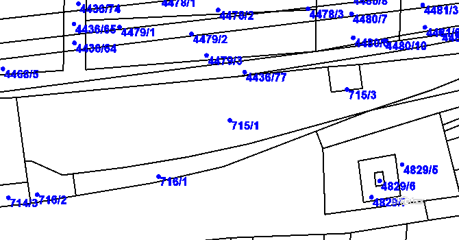 Parcela st. 715/1 v KÚ Vracov, Katastrální mapa