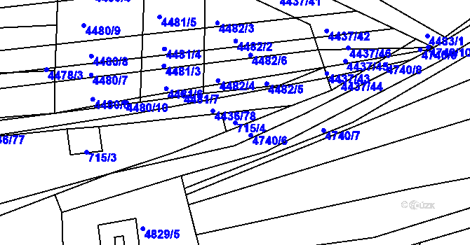 Parcela st. 715/4 v KÚ Vracov, Katastrální mapa