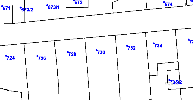 Parcela st. 730 v KÚ Vracov, Katastrální mapa