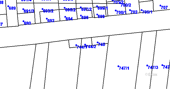 Parcela st. 744/2 v KÚ Vracov, Katastrální mapa